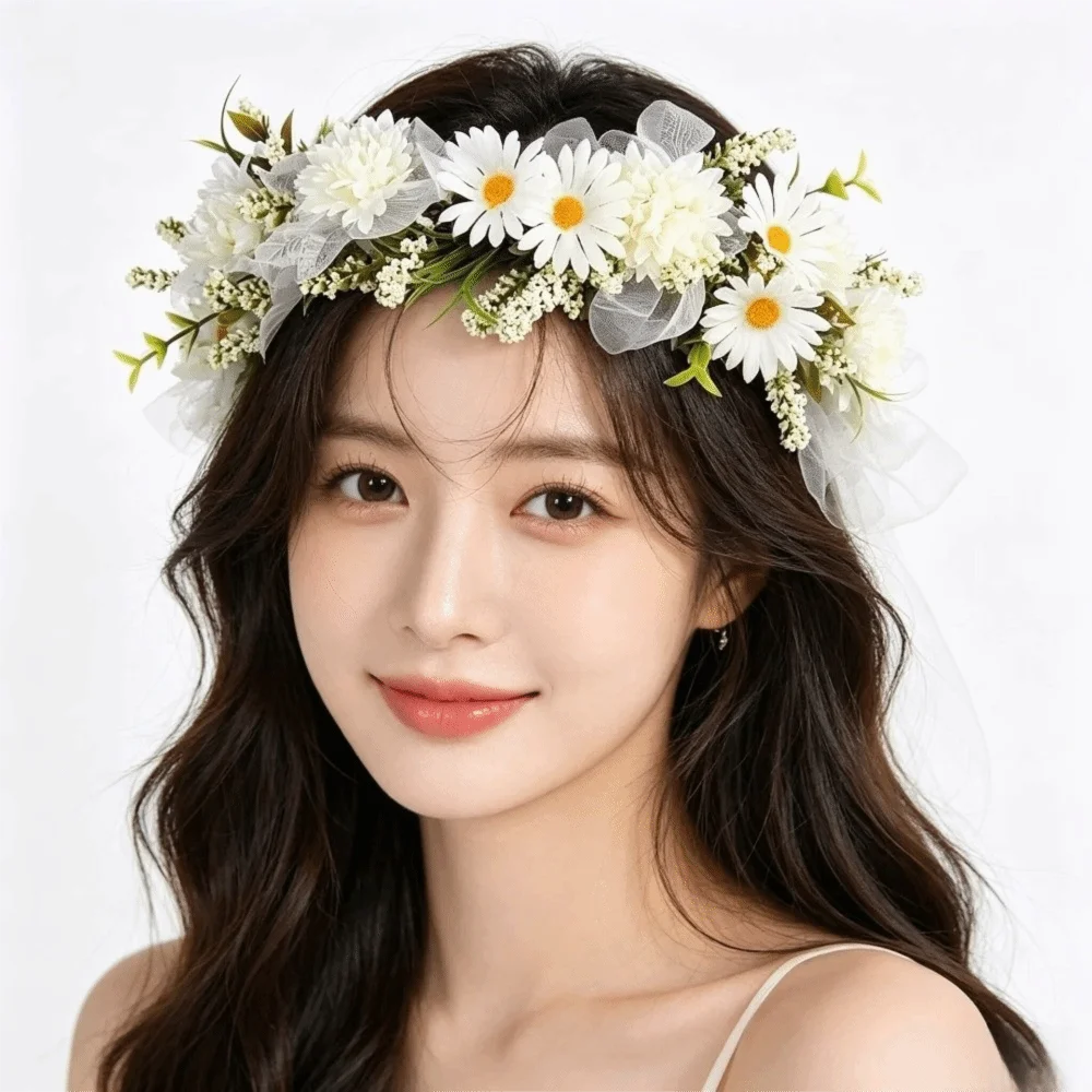 Fashion Simulated Flower Floral Headband Boho Style Garland Flower Crown Hairband Hair Accessories Wedding Headpiece Children