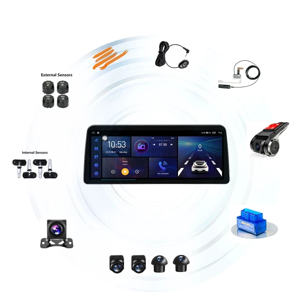

Car Radio For AHD Rear View Camera USB DVR 360 Camera TPMS OBD Tools Micphone