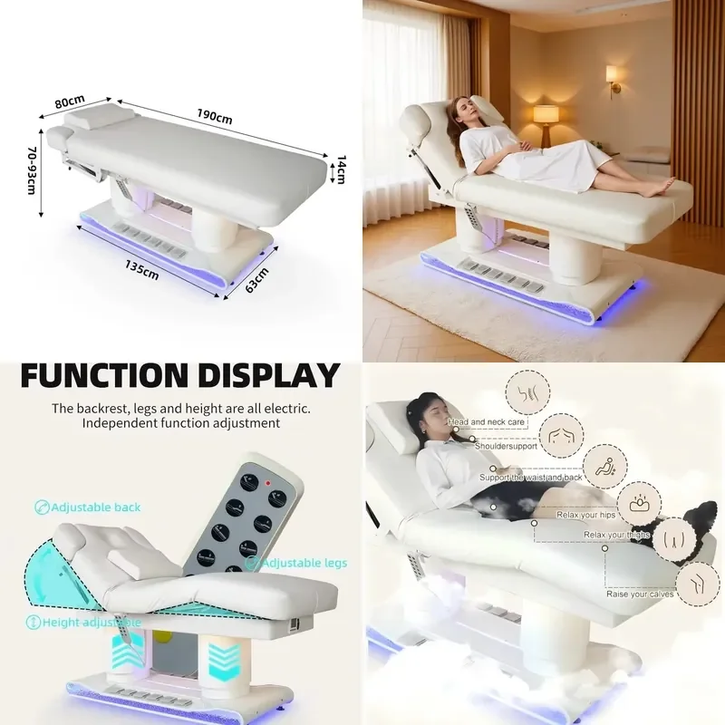 Adjustable Spa Massage Bed for Beauty Salon Facial Eyelash Extension Tattoo Treatment Portable Therapy Table
