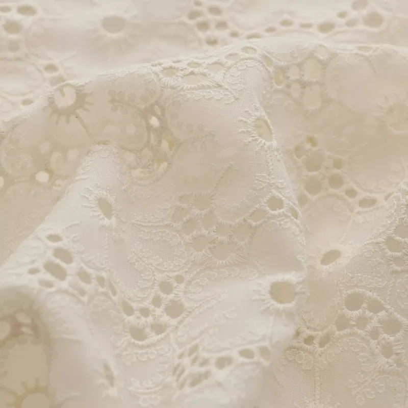 Apricot Pure Cotton Embroidery Pastoral-Style Fabric Dress & Children's Clothing Material Handmade DIY Tablecloths Craft Textile