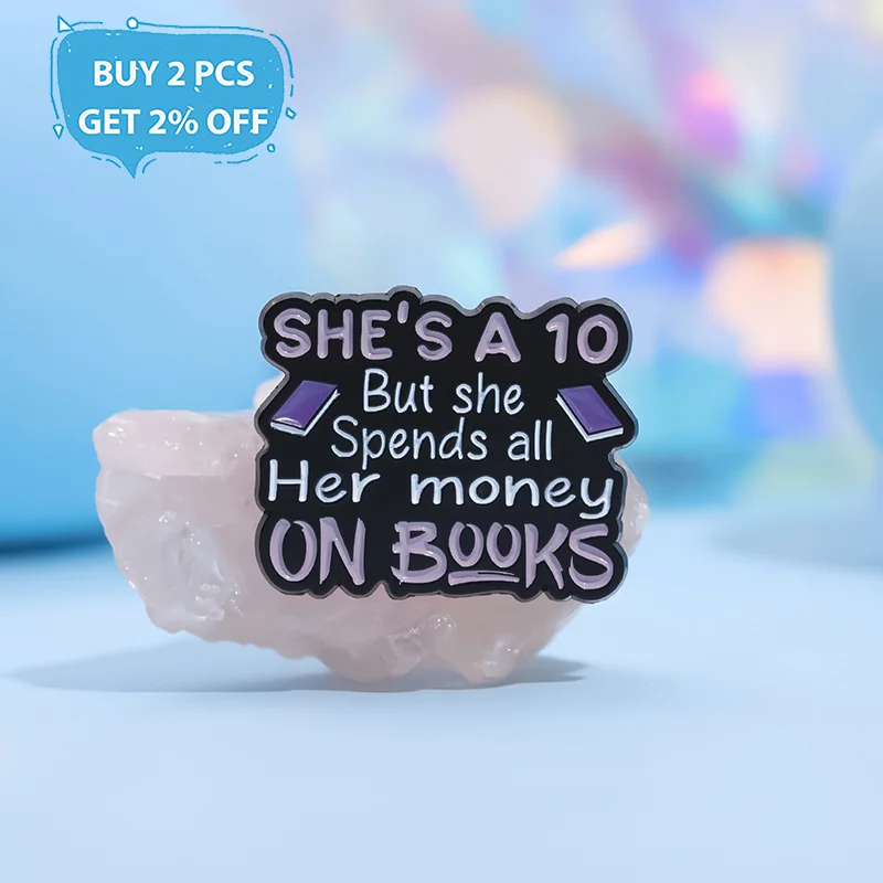 She's a 10 Enamel Pins Custom Interesting Quotes She is Her Anxiety Brooches Lapel Badges Funny Jewelry Gift for Friends