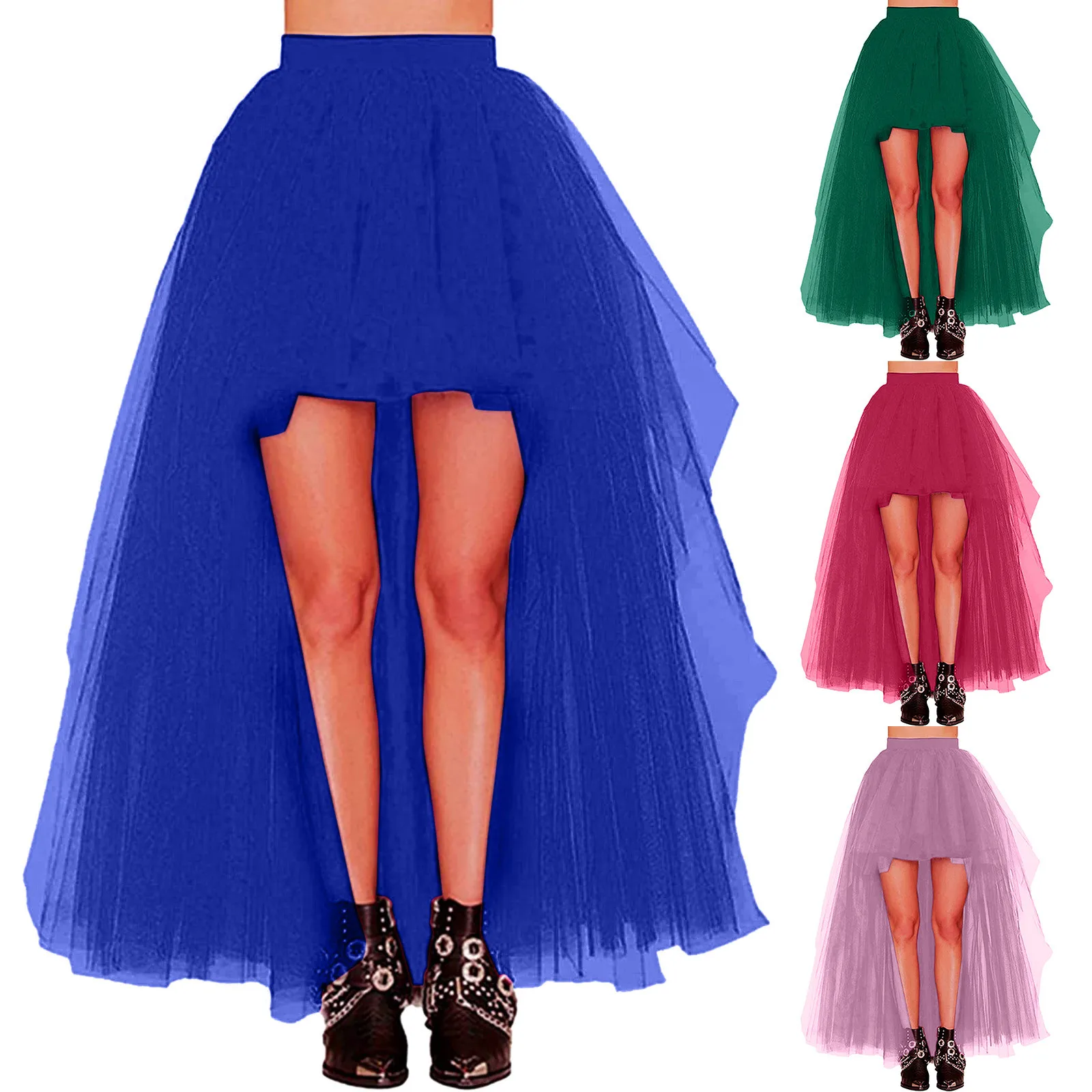 

Women Front Short Back Long Sexy Half Body Skirts High Waisted Mesh Tutu Taildress Carnival Outfit Mardi Gras Party Skirt Costum