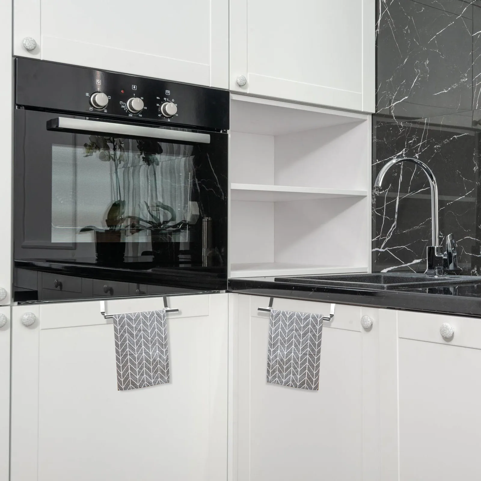 

2Pcs Stainless Steel Towel Rack Bathroom Mount No Holes Easy Install Kitchen Towel Holder Storage Shelf Multipurpose Space