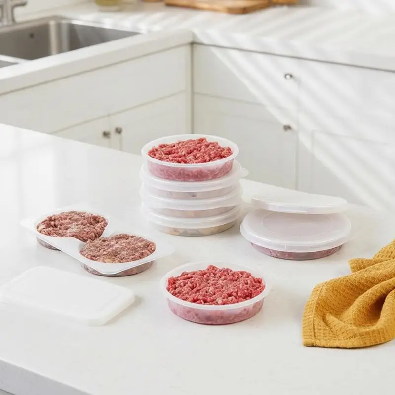 10Pcs Circular Silicone Lunch Box Beef Patty Fresh‑Keeping Bento For Salad Snack