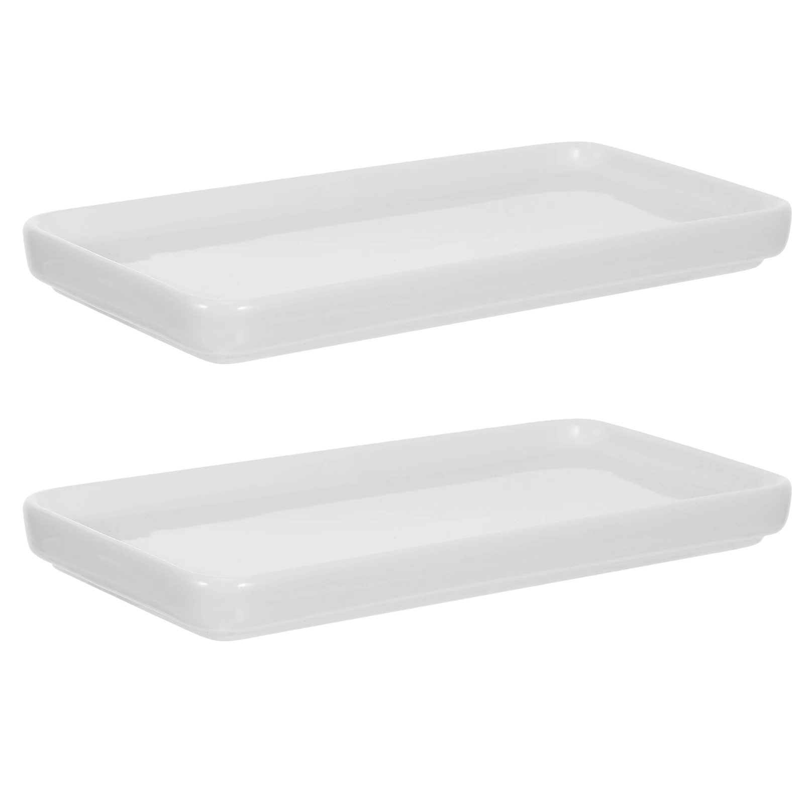 

2 Pcs White Rectangular Tray Badezimmer Ablagetablett Bathroom Vanity Porzellantablett