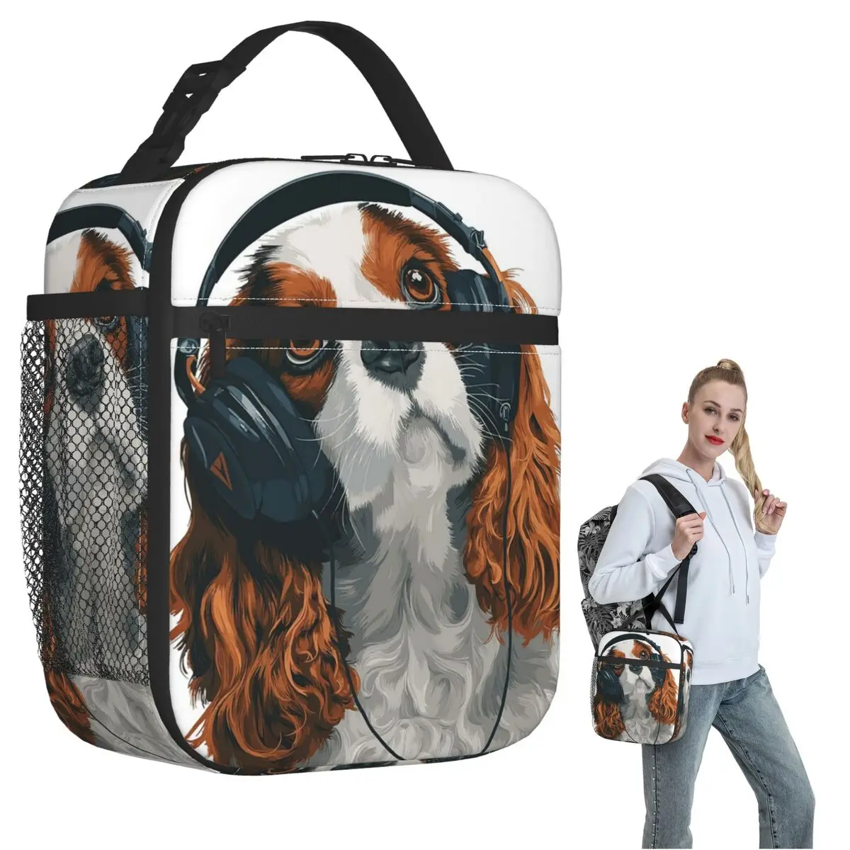 Cavalier King Charles Spaniel Insulated Lunch Bag for Women Kids Portable Food Boxes Thermal Lunch Box Tote