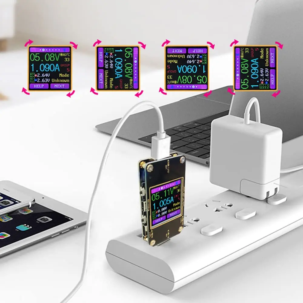 A3 Power Meter Tester Type-C Current and Voltage Monitor USB Safety Tester PD Battery Capacity Digital Color LCD Display Meter
