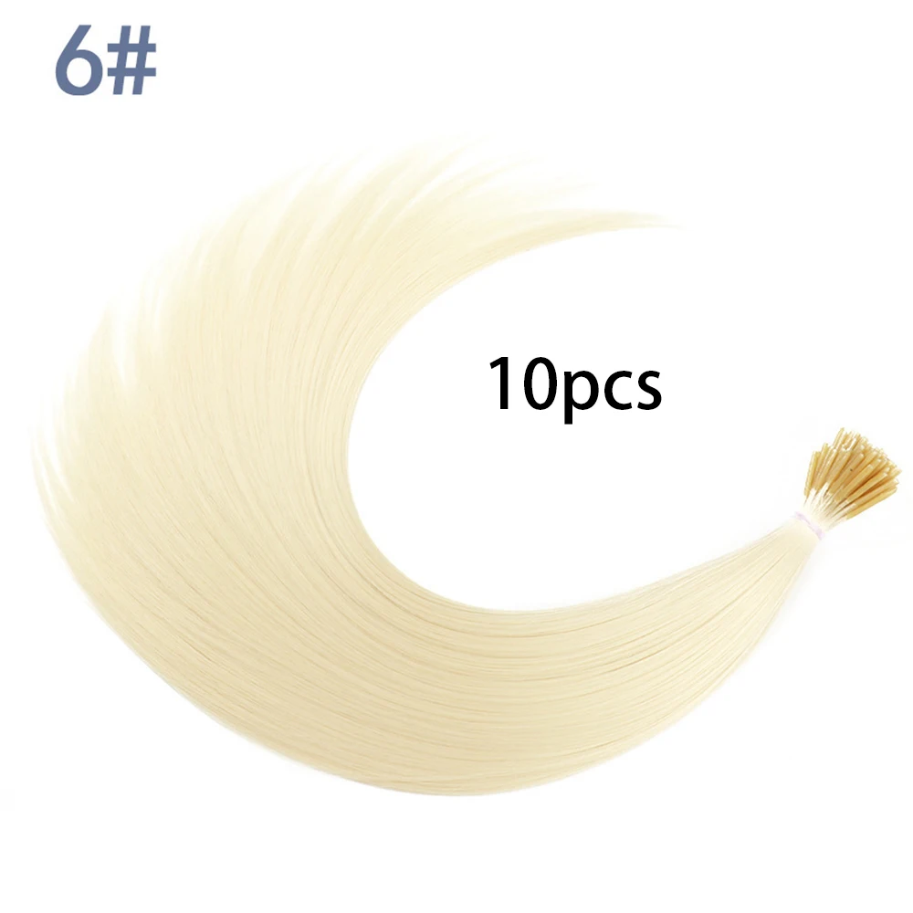 Synthetisch gekleurde I-Tip Stick Hair Extensions Steil haar 16 inch voor vrouwen Hoge temperatuur 10 strengen/pakkleuren