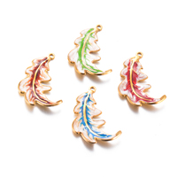 2Pcs Stainless Steel Enamel Feather Charms Animal Pendant DIY Handmade Jewelry Making Craft Findings 4 Colors Dropshipping