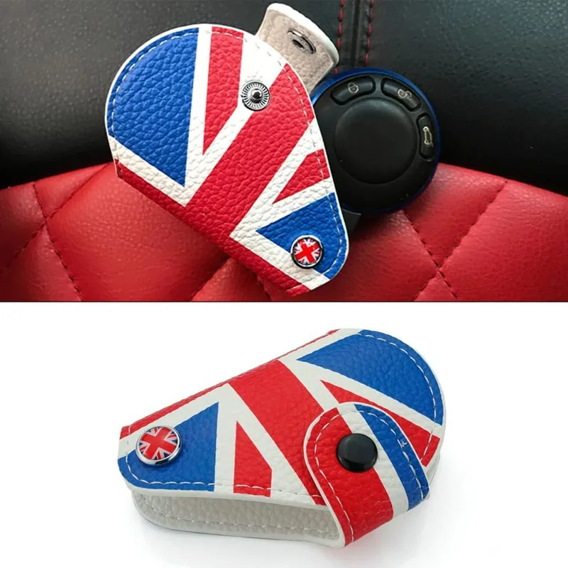 Leather Flag Style Keybag Protective Cover Shell for Mini Clubman Countryman Union Jack Cooper R55 R56 R57 R58 R59 R60 F55 F56