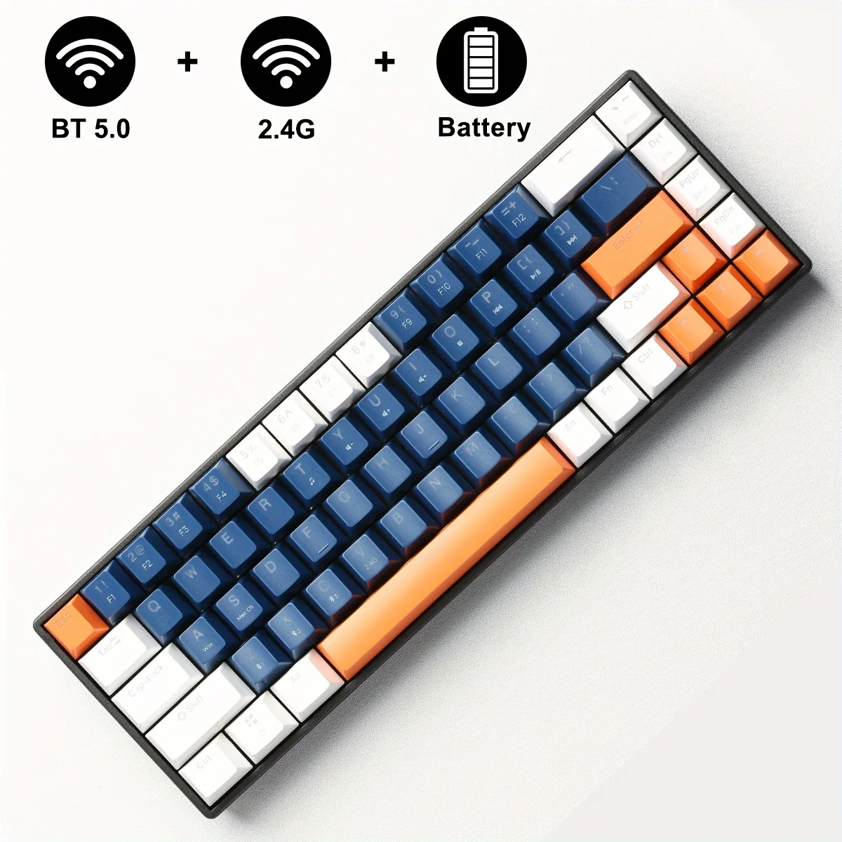 

Wireless Mechanical Keyboard With Dual Mode (5.0 & 2.4Ghz), USB Receiving, Compact 68-Key Design, Hot-Swappable Linear R