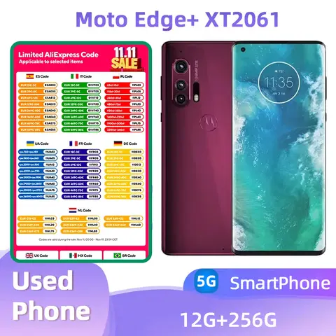 Motorola Moto Edge+ XT2061 5g SmartPhone Snapdragon 865 6.67 inch AMOLED Screen 5000mAh 18W Charge 108MP Camera Used Phone