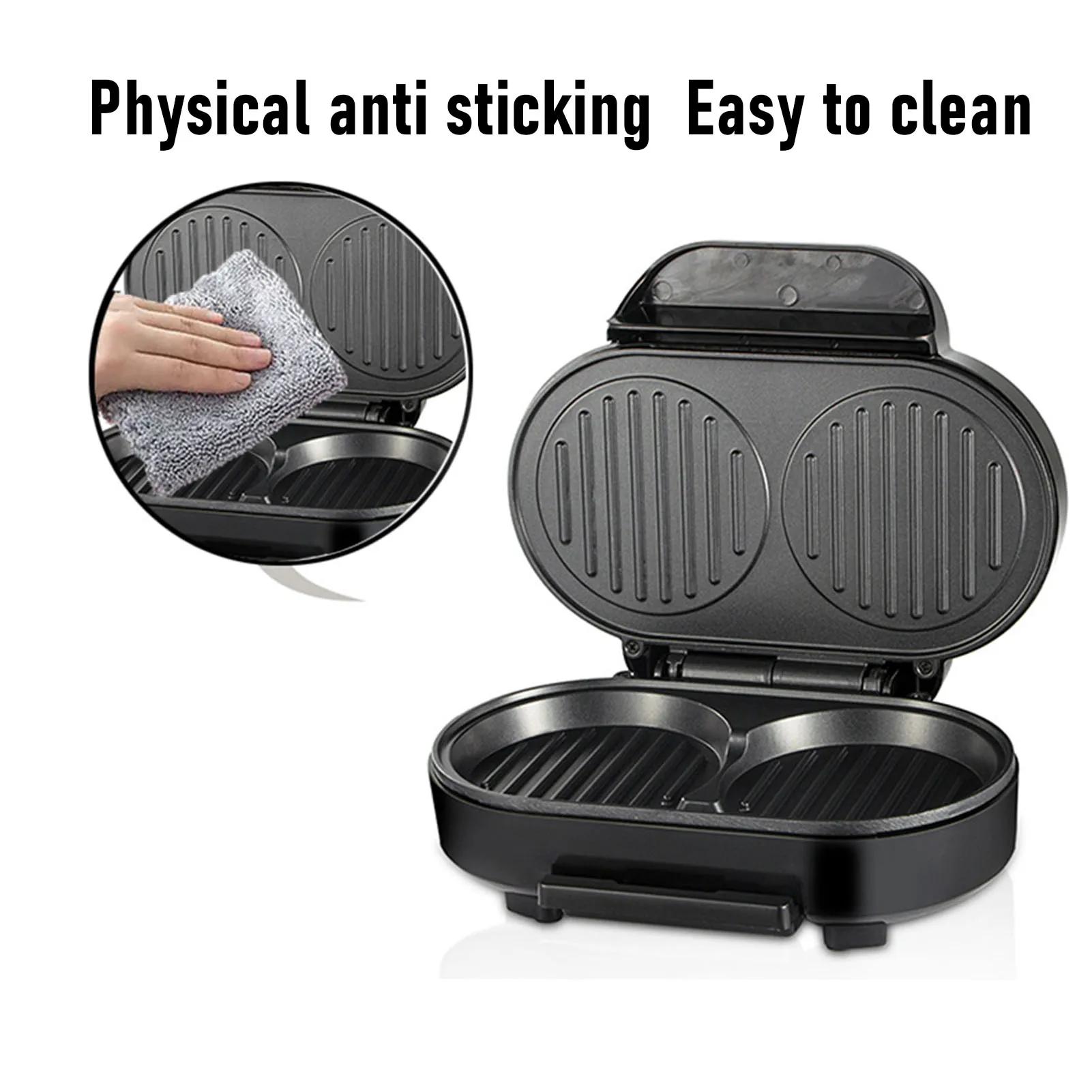 Электрический гриль для гамбургеров с антипригарным покрытием — машина для приготовления блинов, яиц и стейков с безопасной сенсорной ручкой