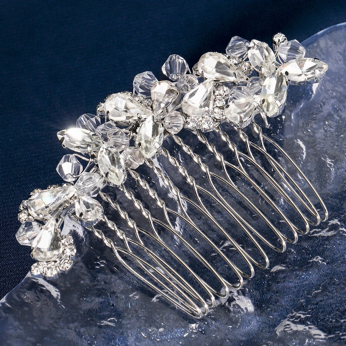 Bridal Wedding Hair Accessories Crystal Flower Hair Combs Clips for Women Bride Headpiece Bridesmaid Party Jewelry Gift image 4