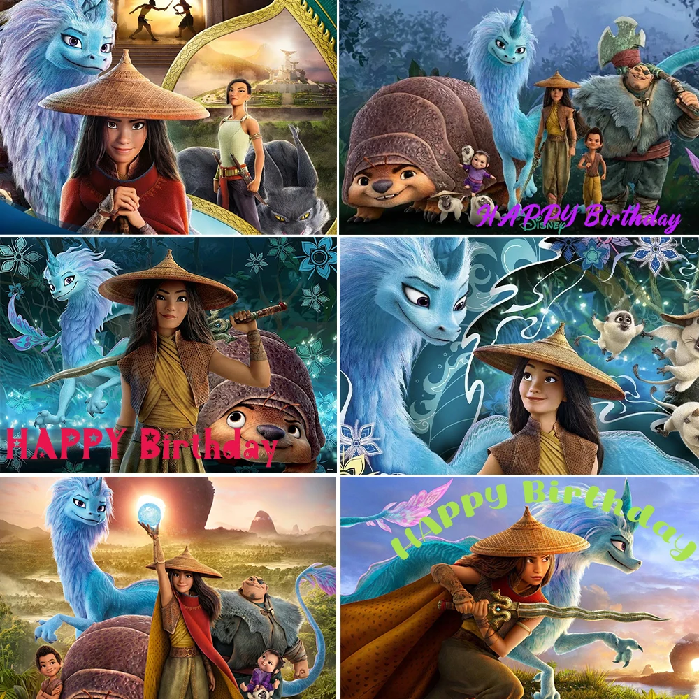 

Cartoon Raya And The Last Dragon Kid Birthday Party Background Decoration Supplies Baby Shower Banner Photography Props Backdrop