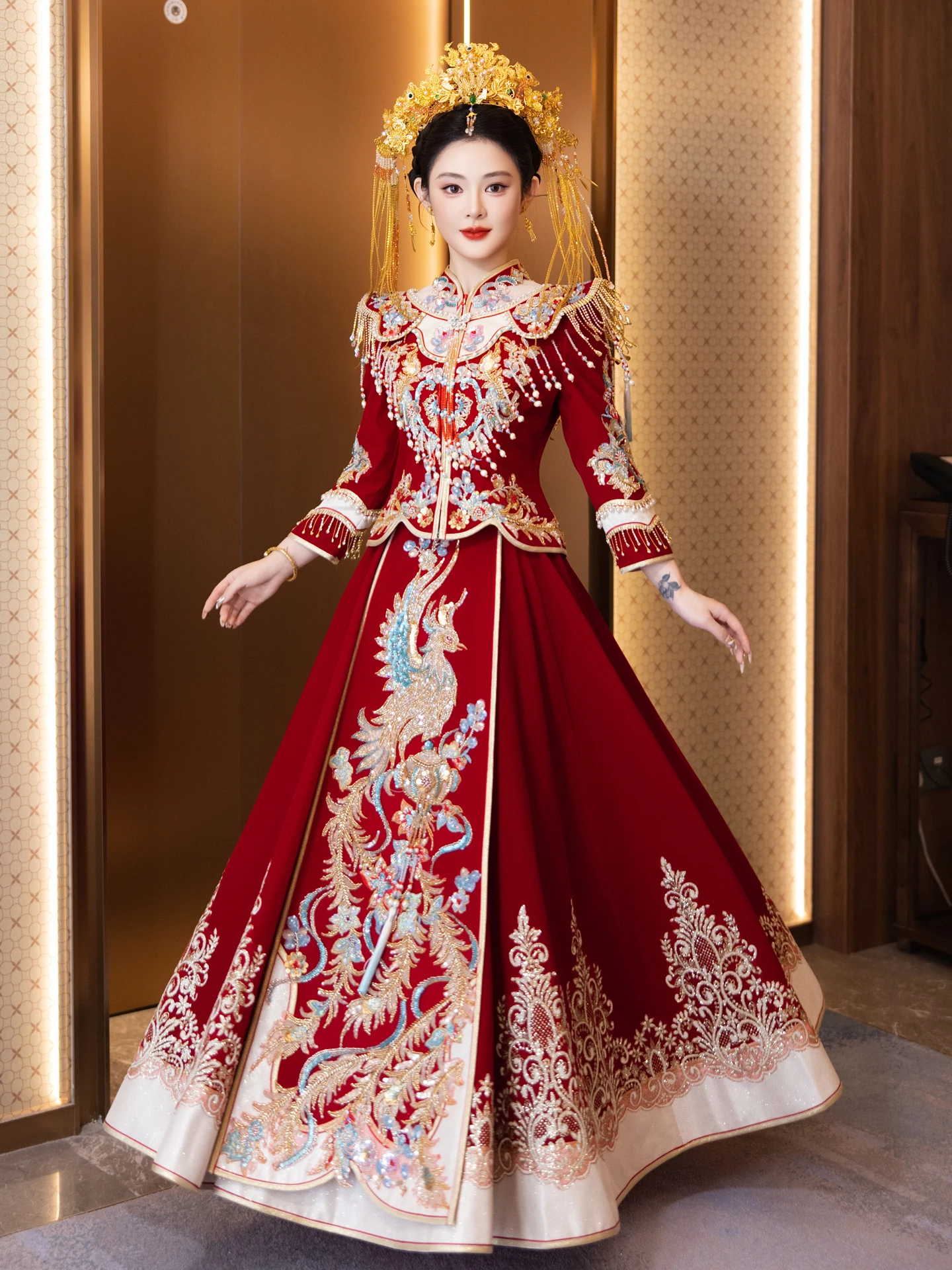 

Одежда Xiuhe для тяжелой промышленности, новинка 2025, китайское свадебное платье, костюм, наряд для тостов