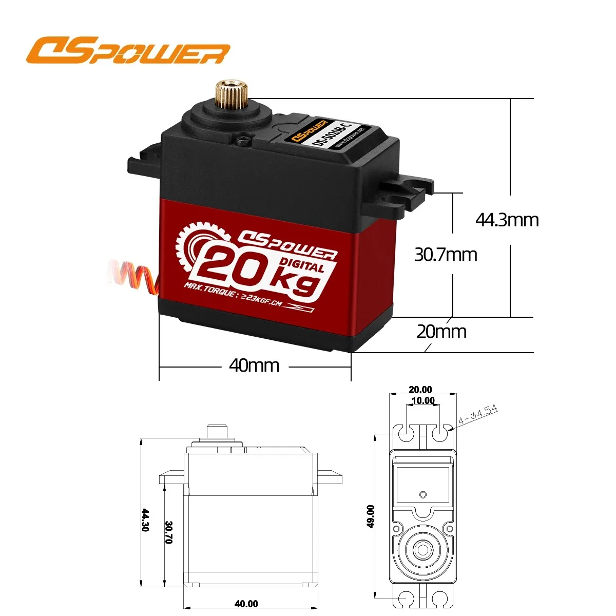 DSPOWER 20kg Servo numérique étanche 180 °   300 °   Engrenage métallique de degrés pour voiture RC Turck, hélicoptère sur chenilles, modèle de bateau Robot, pièces de jouets