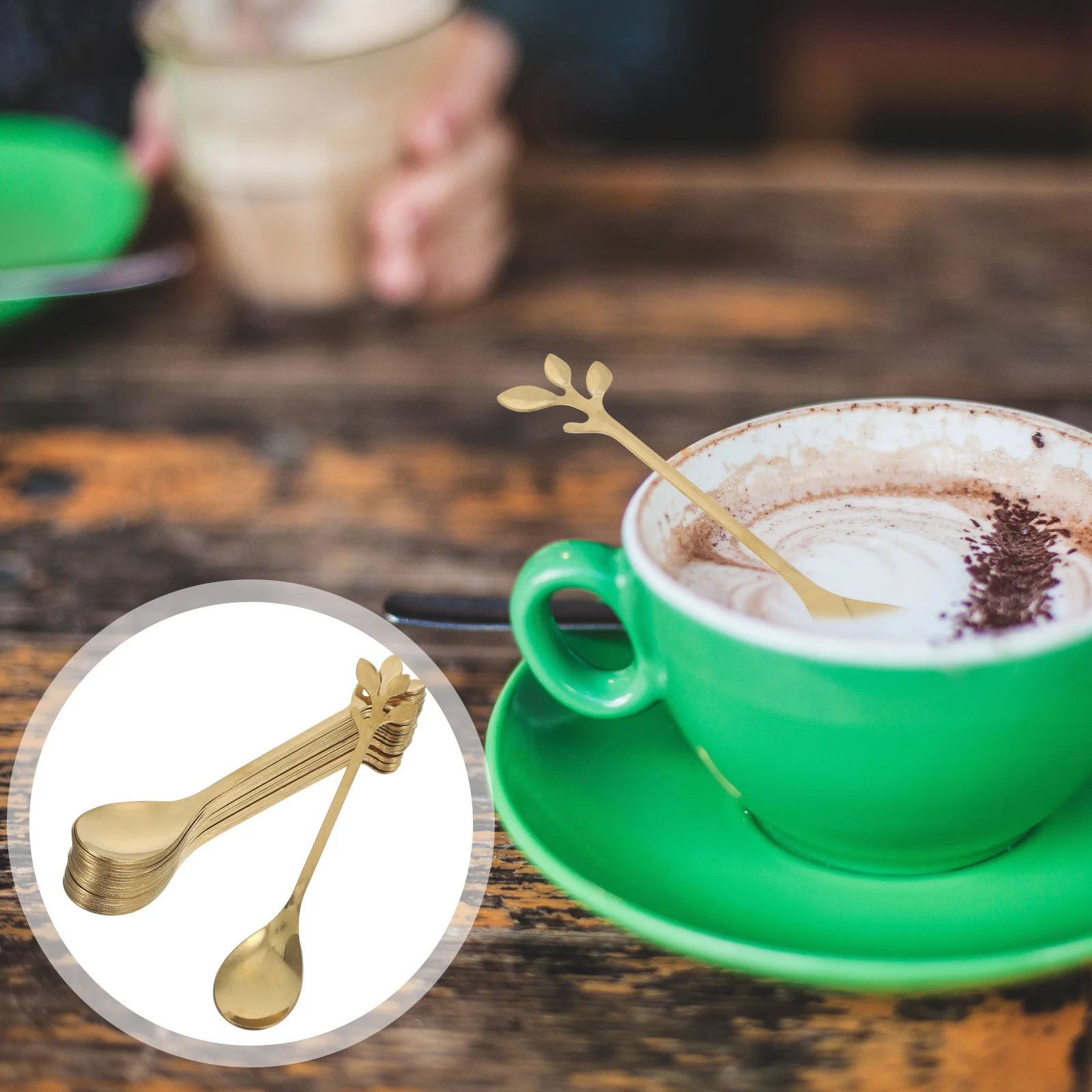 

20Pcs Stainless Spoons Gold Mini Condiment Spoons for Coffee Tea Appetizers Parties Leaf Spoon