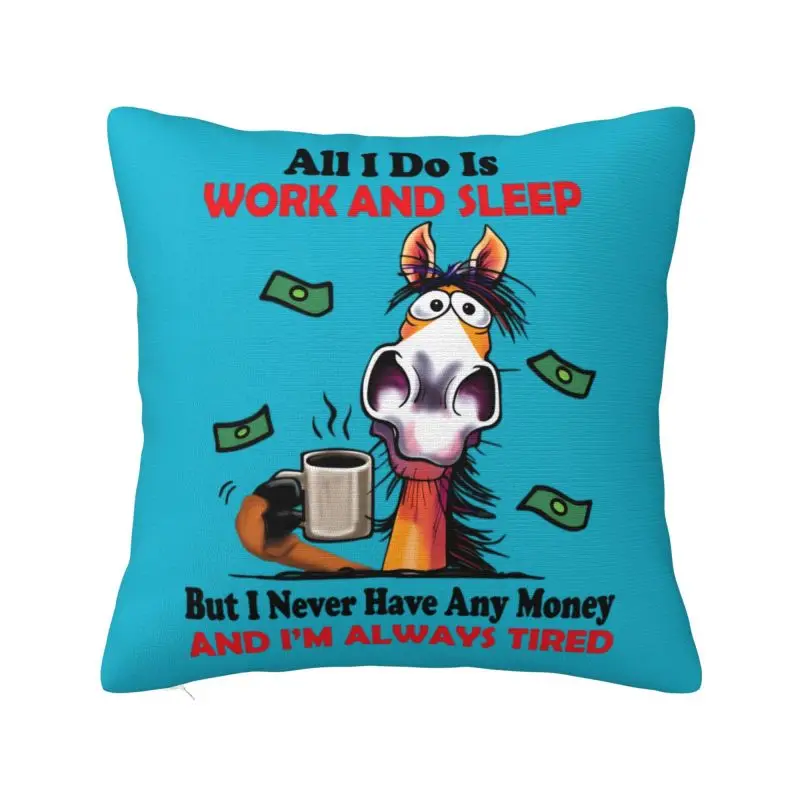 Funny Horse Quotes Cushion Cover 55x55cm Velvet Throw Pillow Case Sofa Chair Square Pillowcase Home Decor
