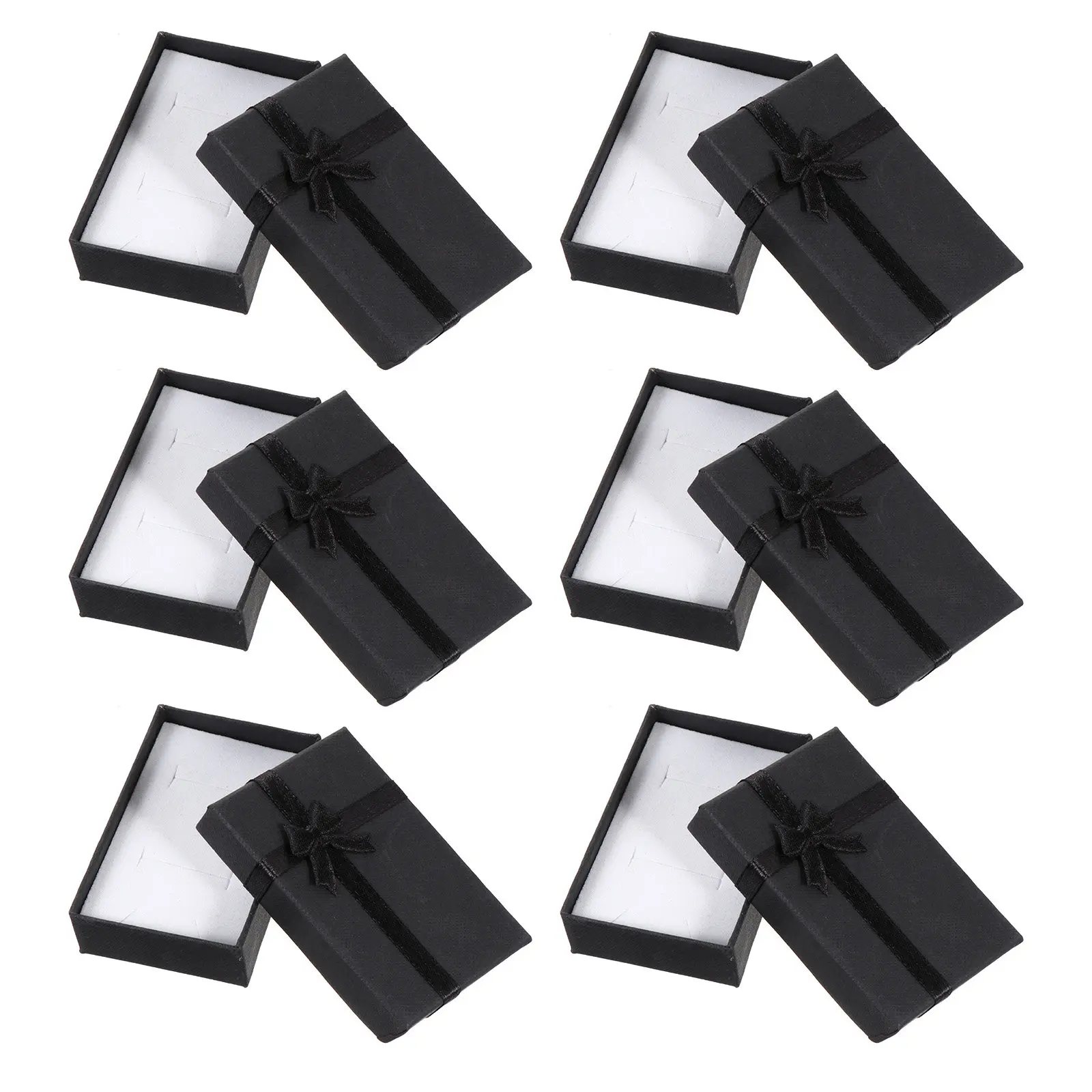 6Pcs Festive Gift Boxes with Textured Surface and Elegant Bowknot Lid Perfect for Jewelry Packaging Small Gifts Romantic