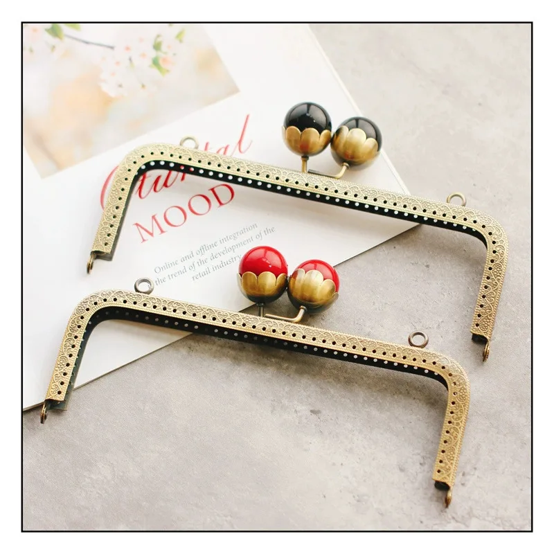 1PC 20.5CM Candy Arc metal Purse Frame with Hole Kiss Clasp Lock DIY Bag Accessories 3 colors Square Glossy