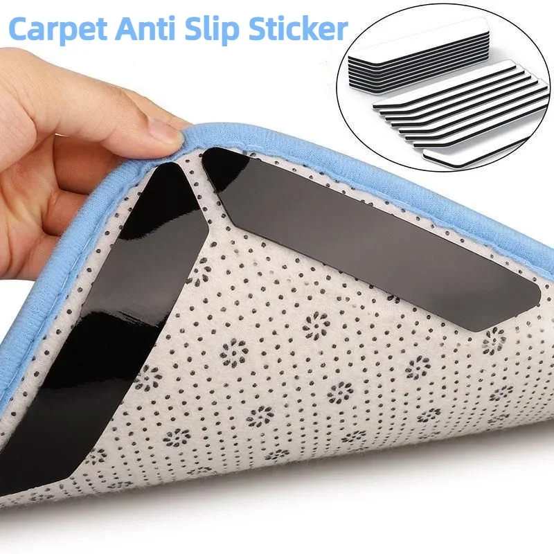 Room Non-slip Curling Fixed Carpet Hot Anti Reusable Pads Bath Washable Home Tape 1bag Corners Sticker Silicone