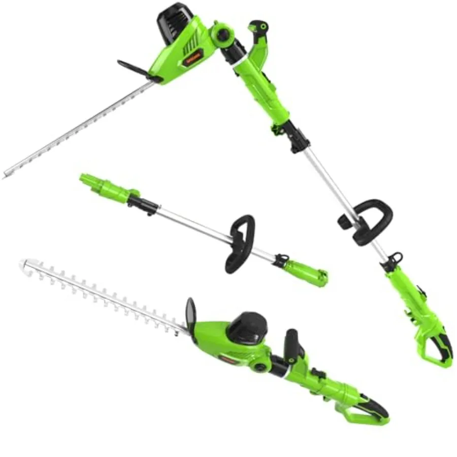 

Электрический кусторез 2-в-1 с двойной режущей головкой 18 дюймов, лазерной заточкой и регулируемой режущей головкой, 4.8А, 60Вт