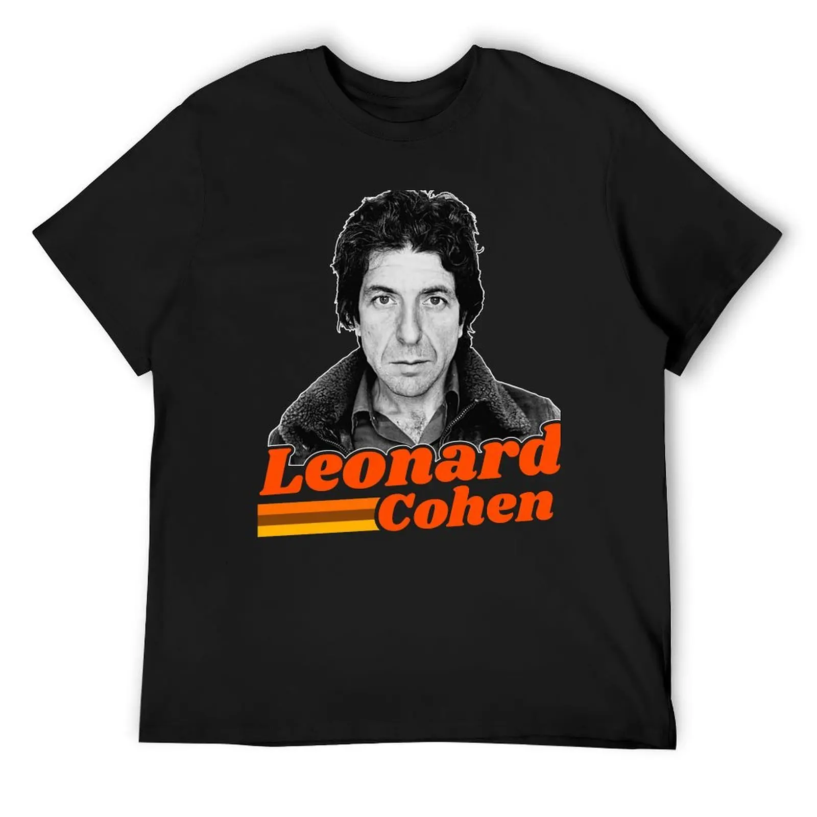 

Leonard Cohen // Retro Color Stripe Portrait Fan Tribute T-Shirt plus size tops summer shirt Men's clothing