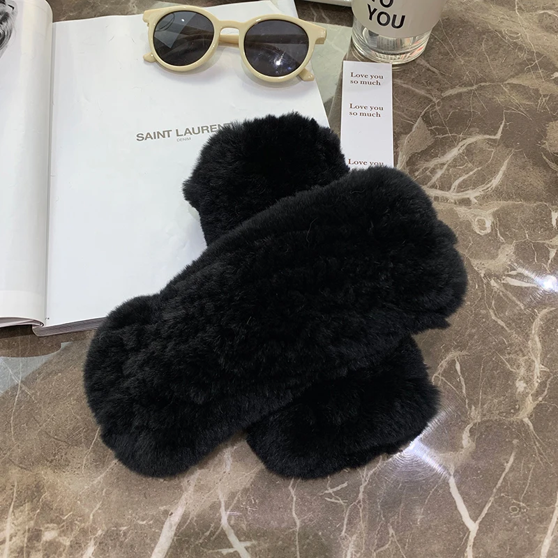 Hot Sale Winter Real Fur Golve Women Outdoor Warm 100% Real Rex Rabbit Fur Gloves Knit Thick Natural Soft Rex Rabbit Fur Mittens