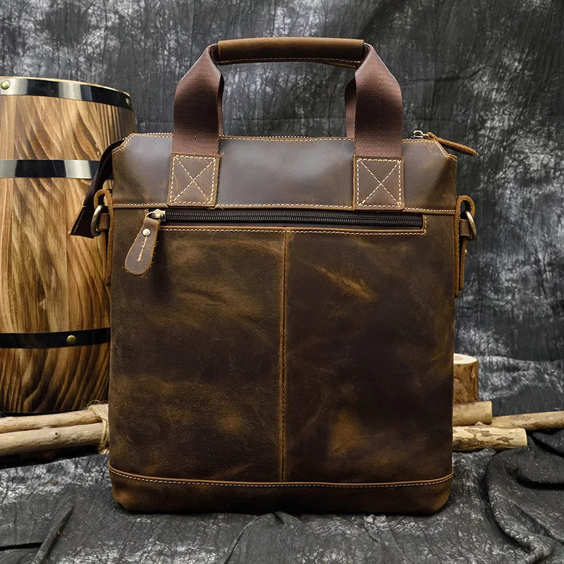 New Design Luxury Men\'s Handbag Genuine Leather Male Shoulder Crossbody Bag Business College Student Top Handle Bag Briefcase