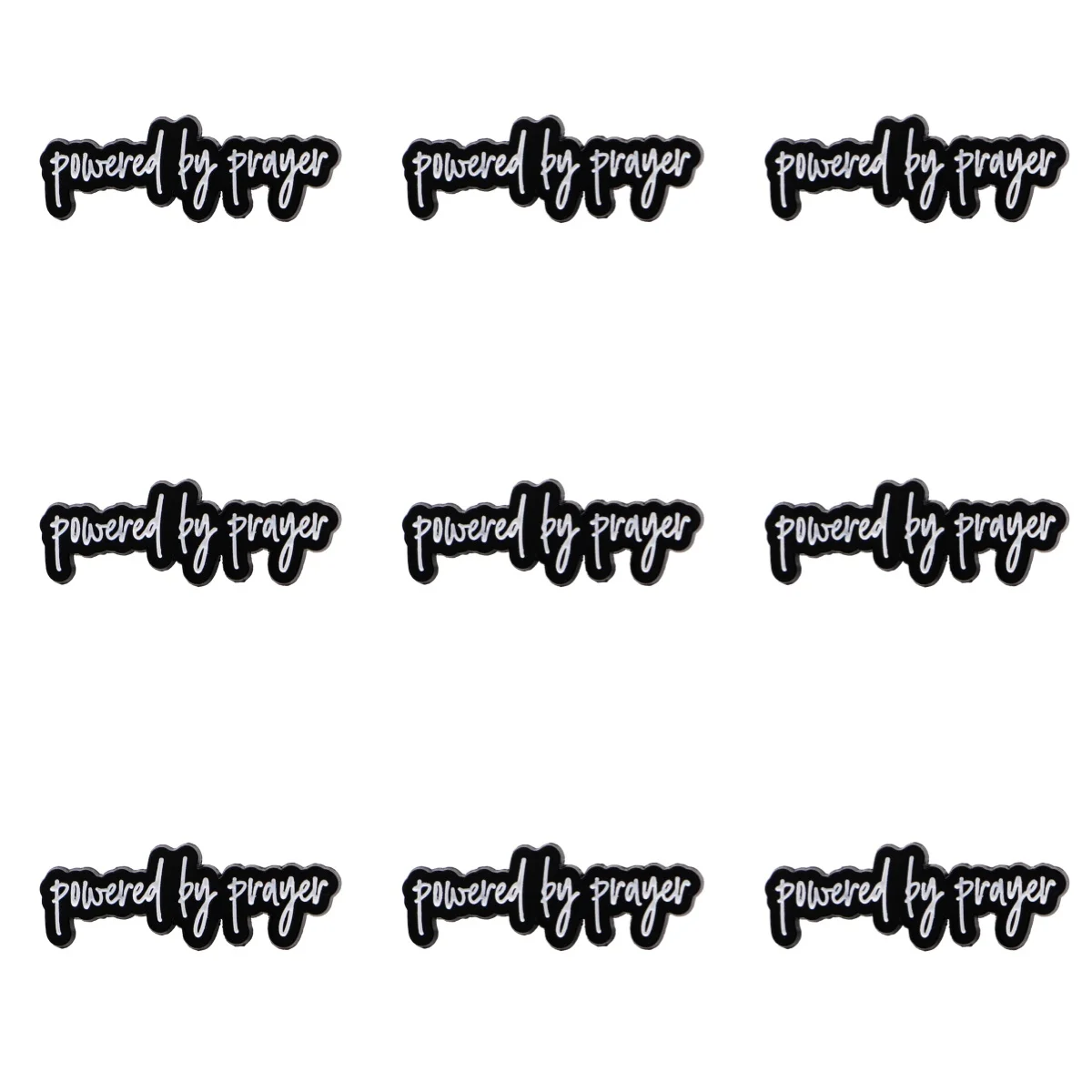 9-teiliges Emaille-Pin-Set „Powered by Prayer“ mit Zitaten, Broschen für Mäntel, Damenbroschen, Kragen- und Reversnadeln, Metallabzeichen, Schmuckgeschenk