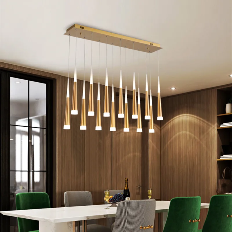 Dining Room LED Pendant Lighting Modern Luxury Living Room Kitchen Island Hanging Light Brown/Gold/Black Round Lighting Fixtures