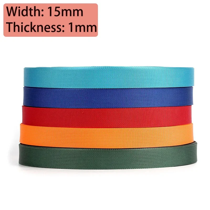 44 Colors 50 Yards 15mm Polyester Nylon Webbing Bag Knapsack Strap Sewing Pet Collar DIY Accessories