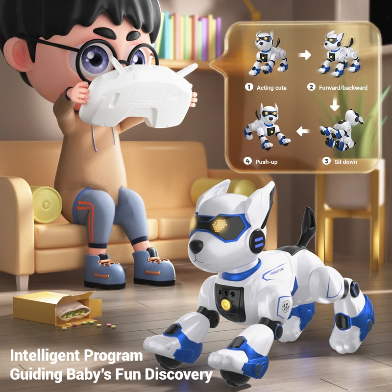 2.4G Touch Sensing Sing& Dancing RC Smart Programming Dog Interactive children's Educational Toy Remote Control Stunt Robot Dog