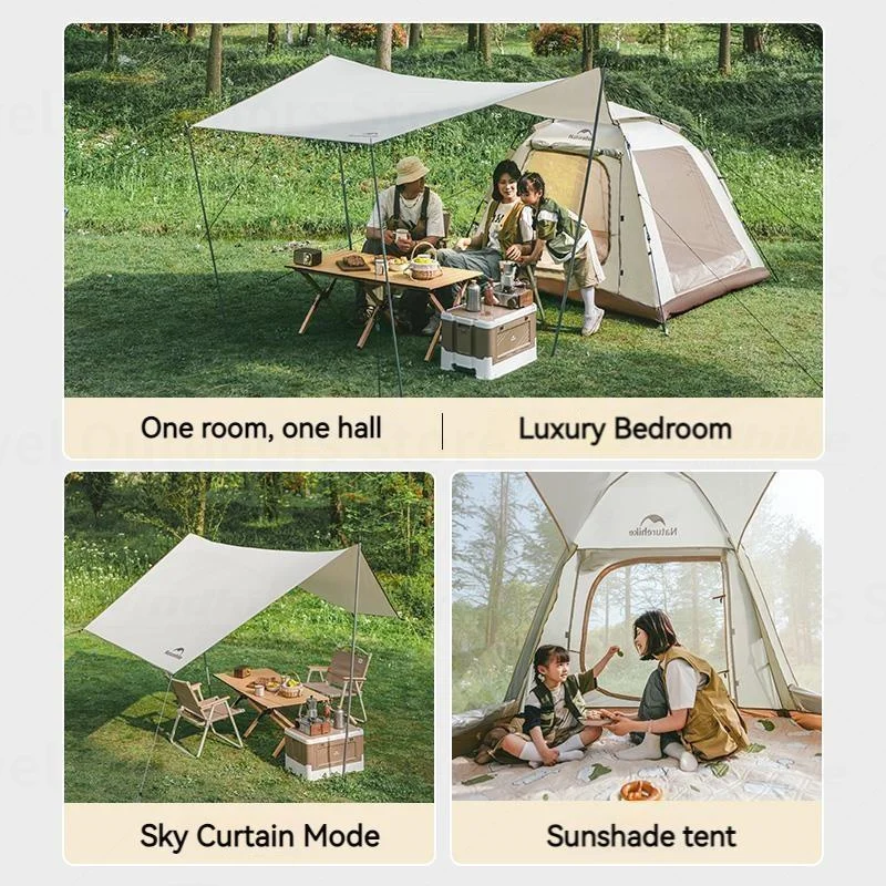 Naturehike Automatic Sunshade Tent Camping Dome Tent 2-3 People Outdoor Travel Picnic Beach Quick Opening Waterproof 3000mm Tent