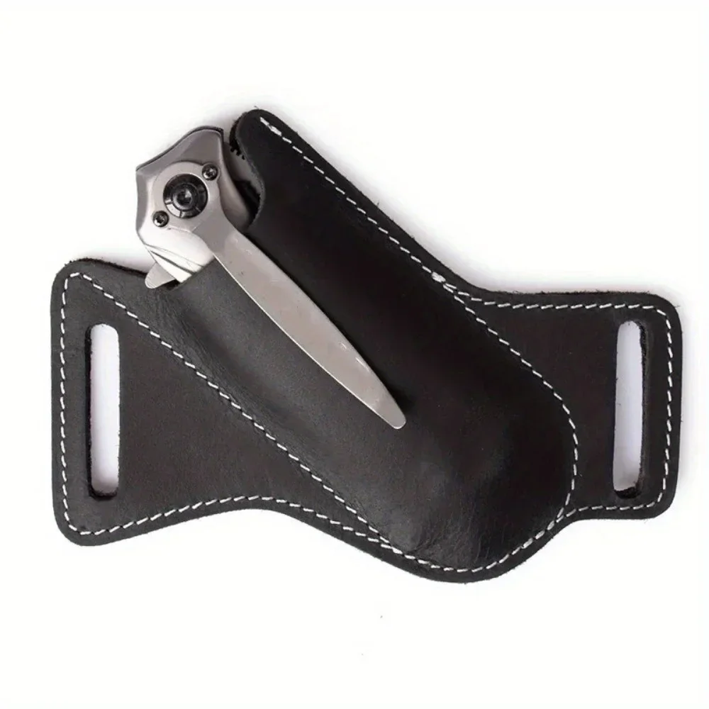 1PC Leather Anti-scratch Storage Sheath Folding Flick Knife Waist Belt Clip Holder Pocket Knives Pack Tools for Camping