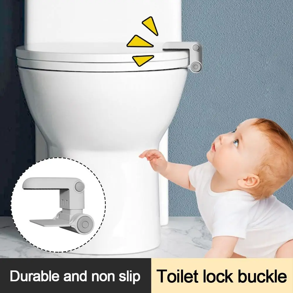 Durable White Toilet Locks Multi-functional Self Adhesive Security Protection Locks Anti-Opening Toilet Lids Seat Locks