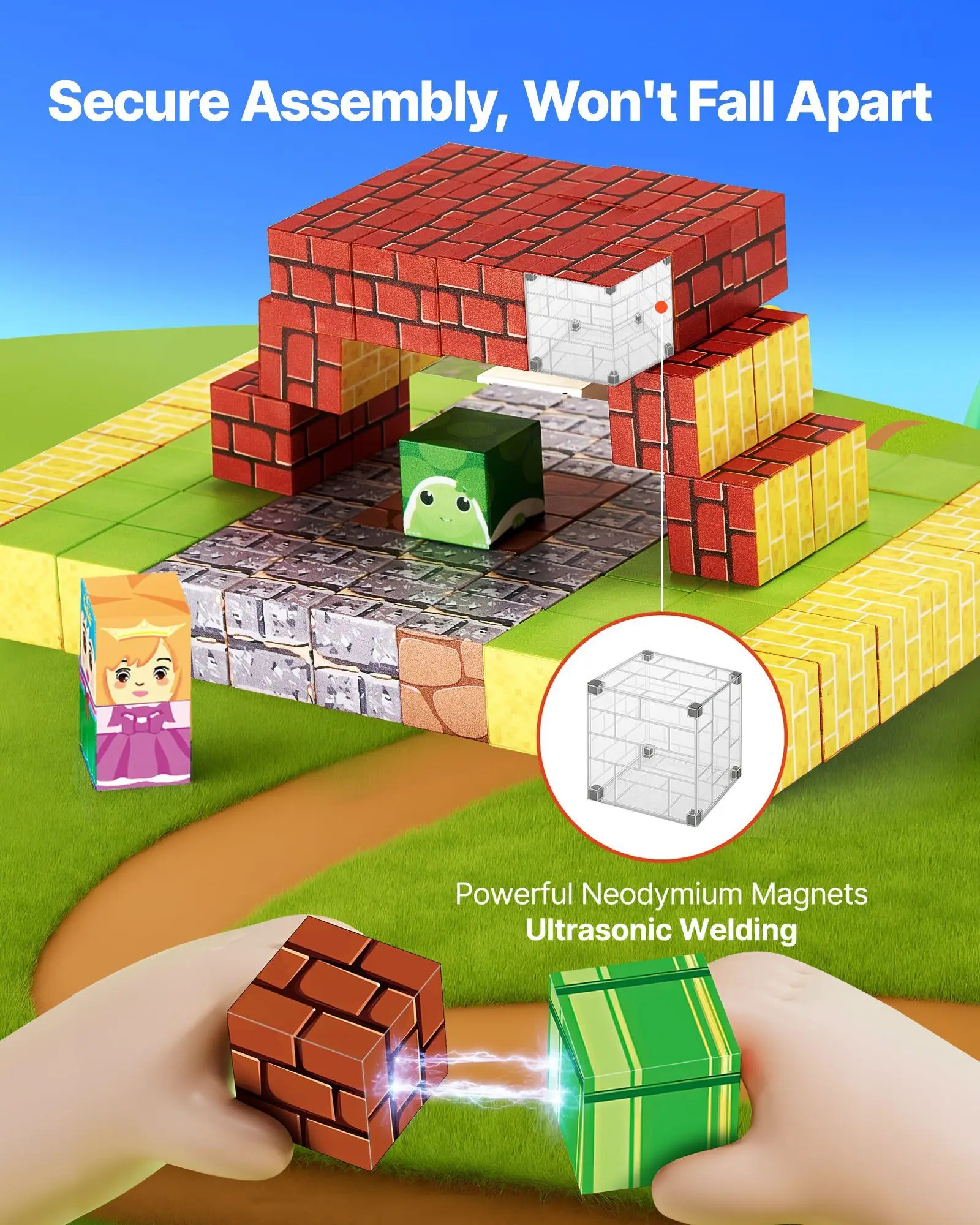 100 pièces blocs magnétiques jouets de construction pour enfants, jouets sensoriels STEM Montessori avec sac de rangement, carreaux magnétiques empilables éducatifs