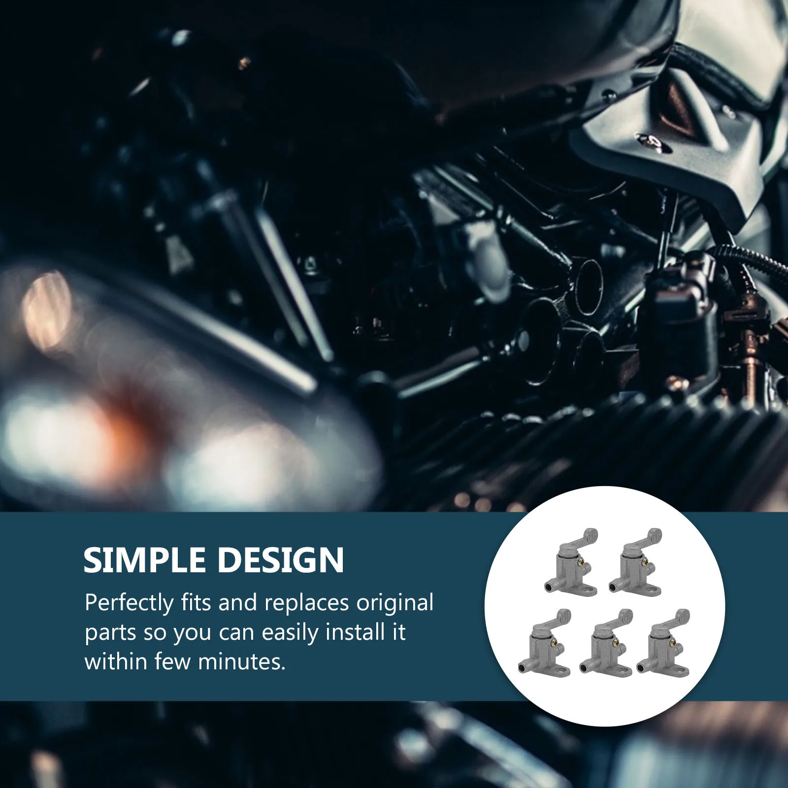 

5pcs Motorcycle Valve Aluminum Motorbike Faucet Alloy Fuel Tank Faucet Durable For Motorbike Replacement Easy Install