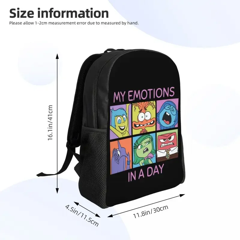 Mochilas personalizadas "Inside Out In A Day" para hombres y mujeres, bolsa de libros para estudiantes universitarios, se adapta A bolsas para portátiles de 15 pulgadas