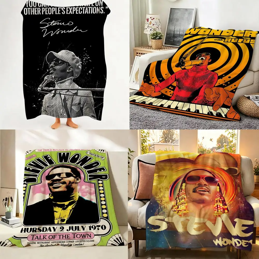 Music S-Stevie W-Wonder Throw Flannel Throw Blanket Suitable for Sofa、Living Room、Bedroom