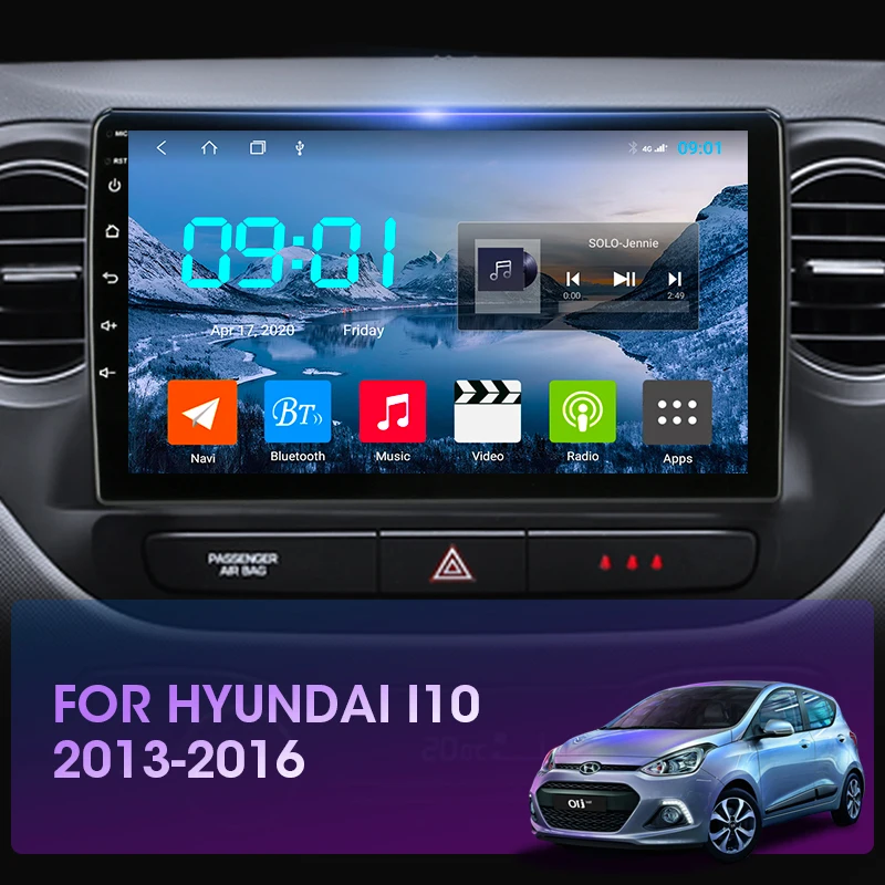 JMCQ 9inch 2din Android12 Car Radio Carplay For Hyundai Grand i10 i 10 2013-2018 Car Stereo Multimedia Player GPS Navigation