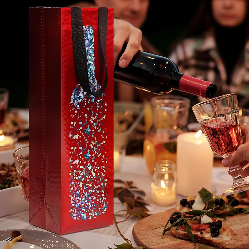 Wine Bag Non-Woven Fabric Tote Bottle Wine Carrier Bag Padded Wine Cooler Gift For Wine Lovers Or Wedding Reusable
