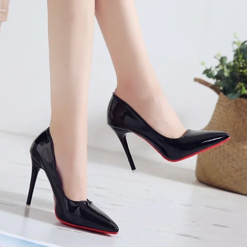 Plus Size Women Shoes Pointed Toe Pumps Patent Leather Dress High Heels Shoes Wedding Heeled Shoes Zapatos Mujer Women\'s Pumps