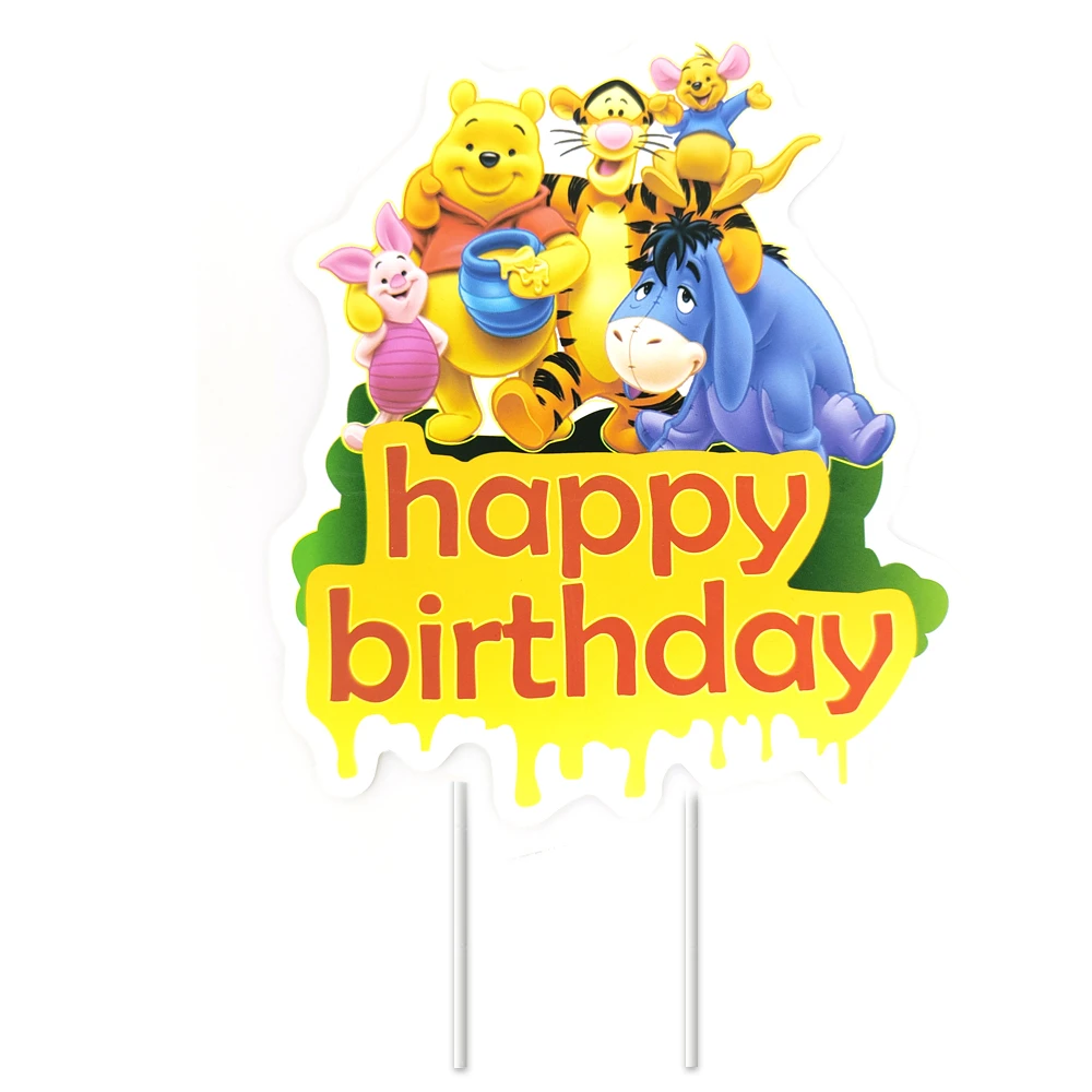 1pcs/lot Winnie Bear Theme Cake Decoration Cake Card Topper Kids Boys Birthday Party Supplies Baby Shower Cupcake Picks