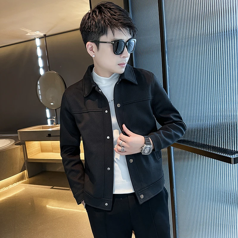 

Slim Fit Casual Collar Jaet for Small Size Men Autumn Winter Faionable 55 XS S Number Leisure Versatile Top Polyester Fiber