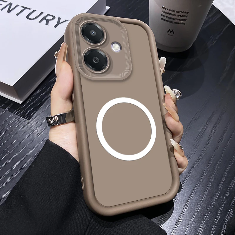 Phone Case For OPPO A3X A3 4G 5G  A 3X A3 Full Package Anti Drop Soft Silicone Protect Back Cover With Wireless Magnetic Sticker