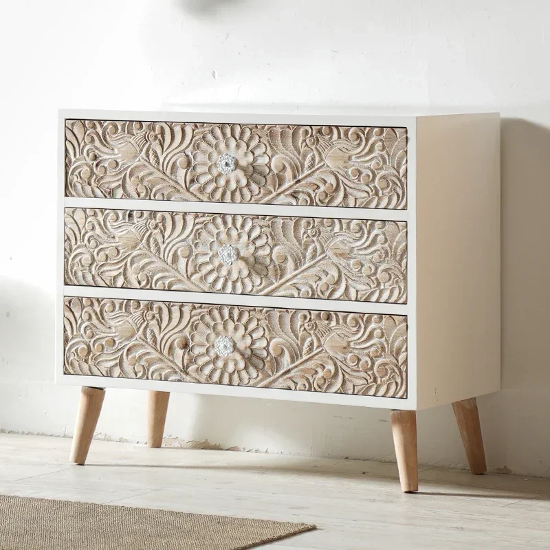 A Italian minimalist creative rural retro, living room surprise quiet wind solid wood storage locker