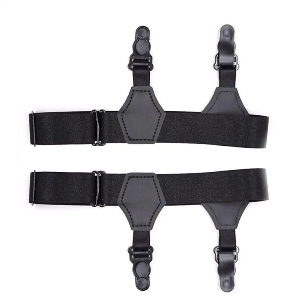 Ligas de calcetines negros para hombre, cinturón ajustable elástico antideslizante, tirantes de boca de pato, Clips, tirantes, calcetín, X2O0, 1 par