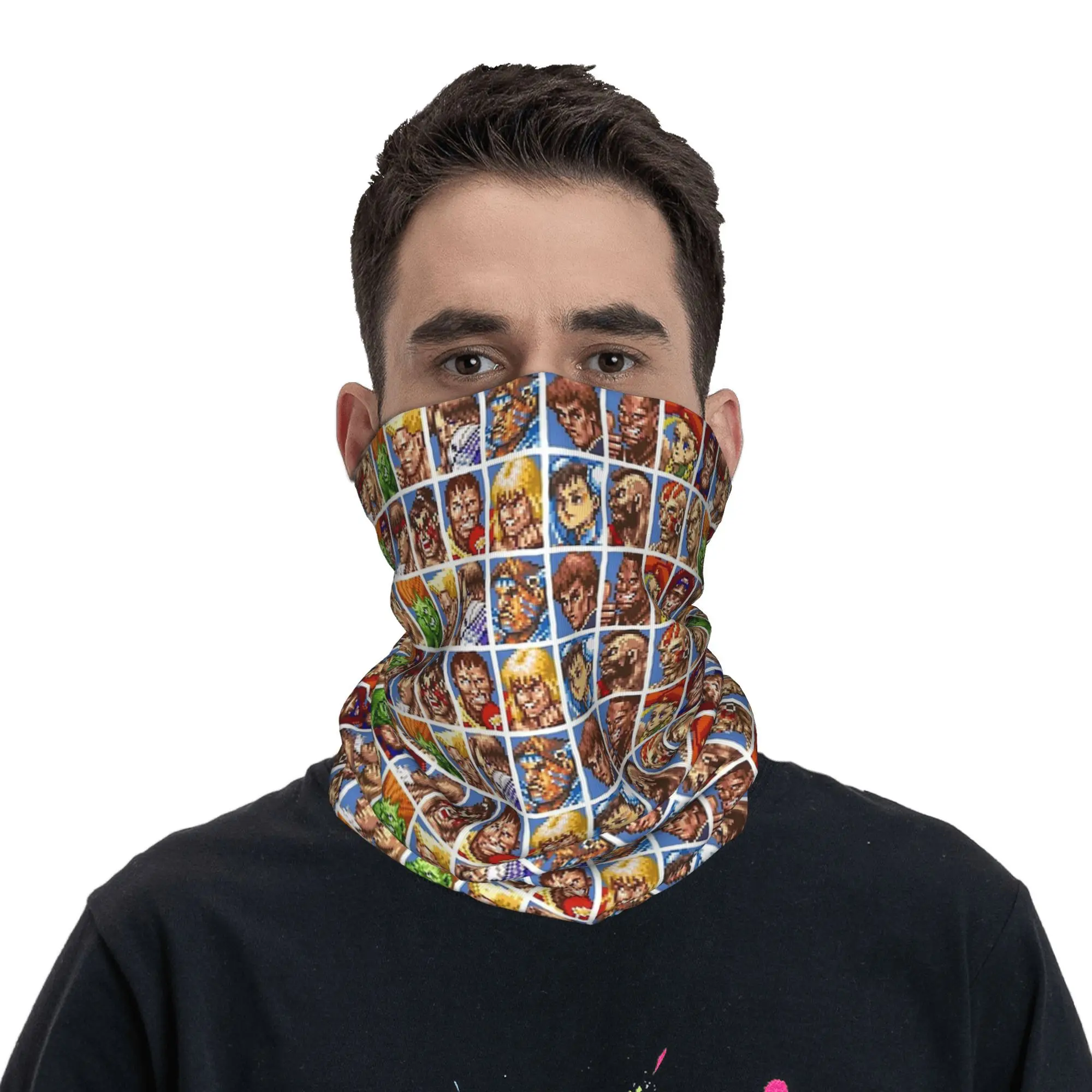 Retratos defectuosos Super Street Fighter Bandana Cuello Polaina Impreso Wrap Máscara Bufanda Diadema cálida Correr Unisex Toda la temporada